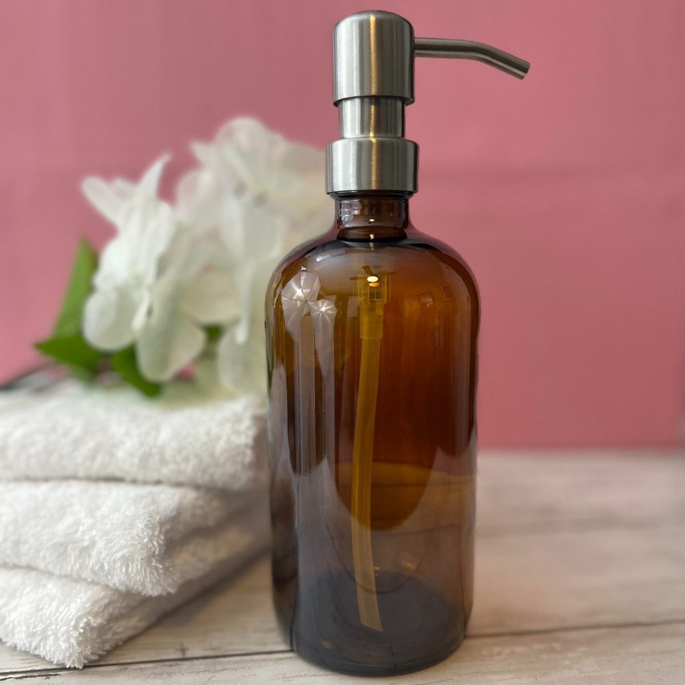 GLASS SOAP DISPENSER | 16 OZ BOSTON ROUND BOTTLE